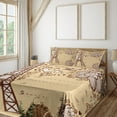 thumbnail image 3 of Ambesonne Eiffel Tower Fitted & Top Sheet Set with Shams, Love in Paris Flowers, Beige Chocolate, 3 of 8