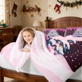 thumbnail image 5 of Manfei Christmas Tree Twin Bedding 7pcs Holiday Bedding Comforter Set, Magenta Black, Pink Reversible, 5 of 6