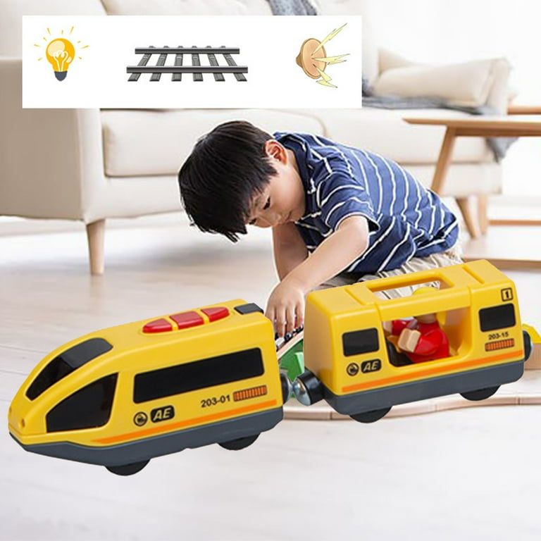 Battery Operated Train for Wooden Train Track, EVERDIJ Electric Locomotive  Train Set with Driver, Compatible with Thomas, Brio, Chuggington, Bullet  Train Toys for Toddlers (Magnetic Connection) 