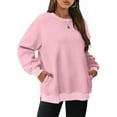 thumbnail image 2 of Htigea Womens Oversized Sweatshirts Crewneck Long Sleeve Tops Fleece Pullover Fall Fashion Clothes with Pockets Pink 2XL, 2 of 8