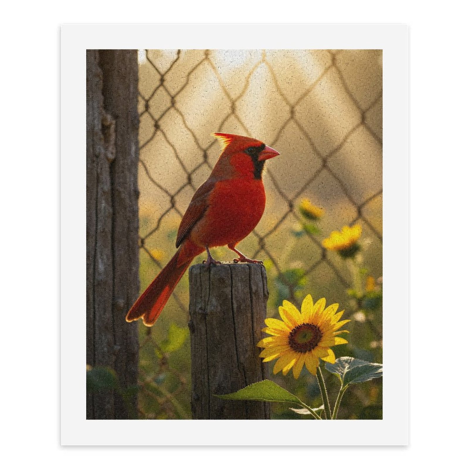 Paint by Numbers Kit for Adults, Cardinal Perched Sunflower Glow Paint by Numbers, Easy Paint by Numbers Kit for Adults Beginner, DIY Adult Paint by Number Kits on Canvas, Home Decor