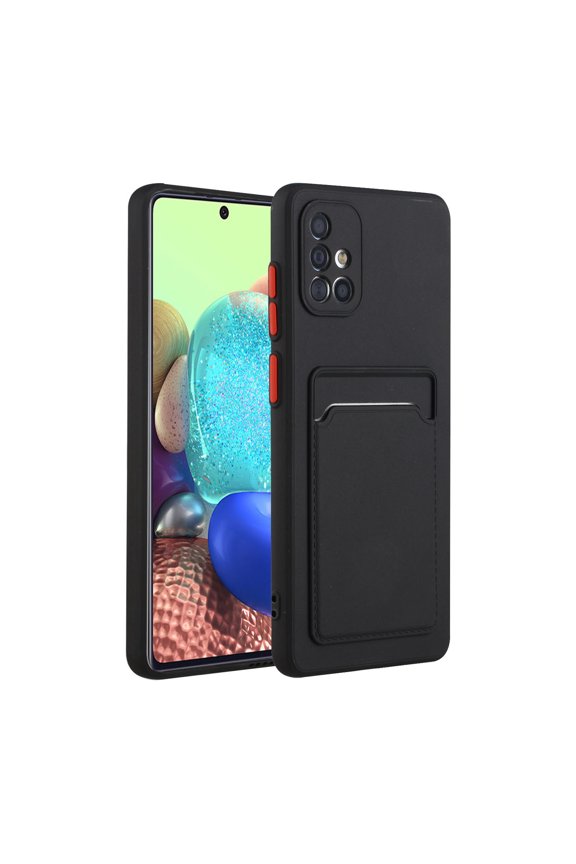 Galaxy A51 4G Case, Slim Soft Fit Shockproof Protection Case Dropproof Non-Slip Silicone Case with Card Slots Soft TPU Bumper Phone Wallet Case for Samsung Galaxy A51 4G, Black
