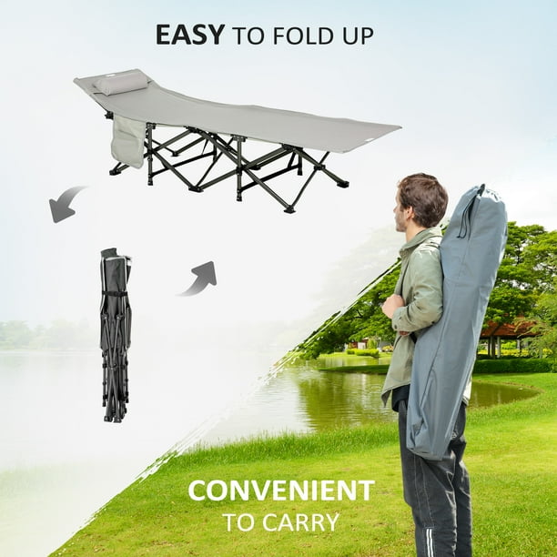 Outsunny Folding Camping Cot for Adults with Mattress & Pillow