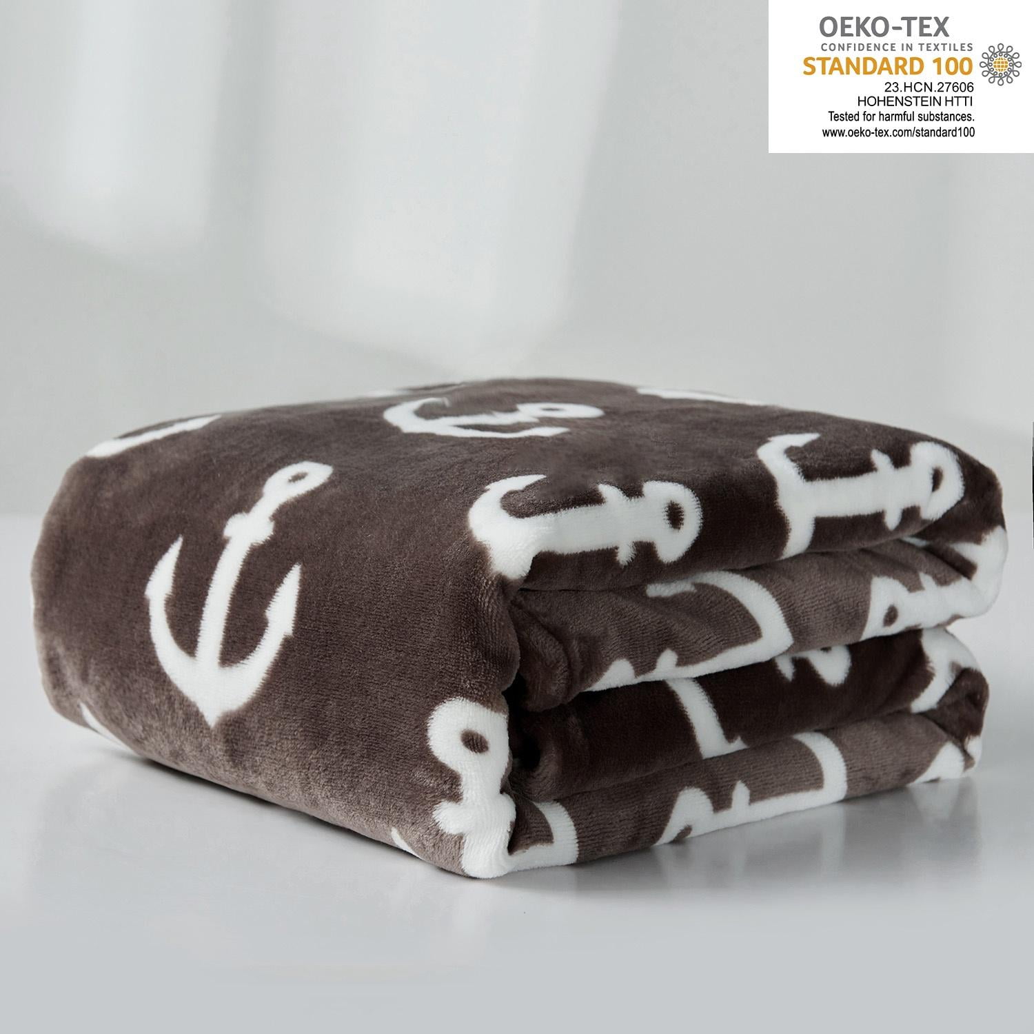 Jin Mai Lan Contemporary Brown Pattern Printed 100% Polyester Plush Throw 50 " x 60"