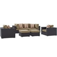 thumbnail image 2 of Modway Convene 7-Piece Outdoor Patio Sectional Set in Espresso/Mocha, 2 of 6