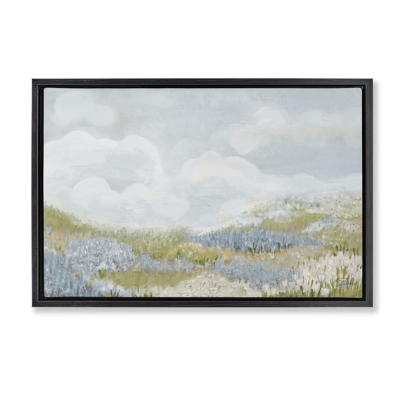 Stupell Industries Blue Floral Meadow Black Framed Floater Canvas Wall Art, design by Patricia Pinto