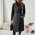 thumbnail image 4 of Stichou Women's Winter Wool Coat Business Long Sleeve Fall Winter Notch Lapel Oversized Long Peacoat Dark Gray L, 4 of 7
