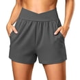 thumbnail image 2 of Asxite Womens Shorts Running Workout Overlap High Waisted Pockets Breathable Stretchy Summer, 2 of 3