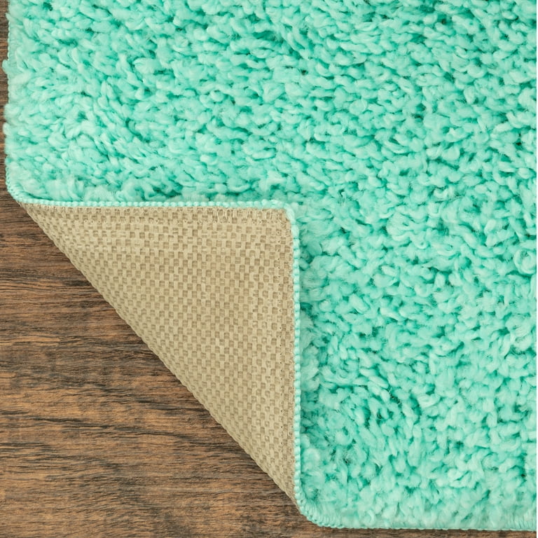 Mainstays Plush Mint Green Shag Area Rug 3' x 4'8 Non-Skid