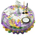 thumbnail image 1 of Festival Purple Yellow Round Table Cloth,Wrinkle Resistant Table Cover with Polyester,Waterproof Reusable Round Table Cloths for Weeding Birthday Tea Party Decorations (Round,60x60inch), 1 of 6