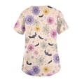 thumbnail image 3 of Fun Scrub Tops For Women，Halloween Scrubs Plus Size Women'S Cute Printed Short Sleeve V-Neck Nurse Care Worker Uniform Scrub Top With Pocket,Complexion，XXXL, 3 of 4