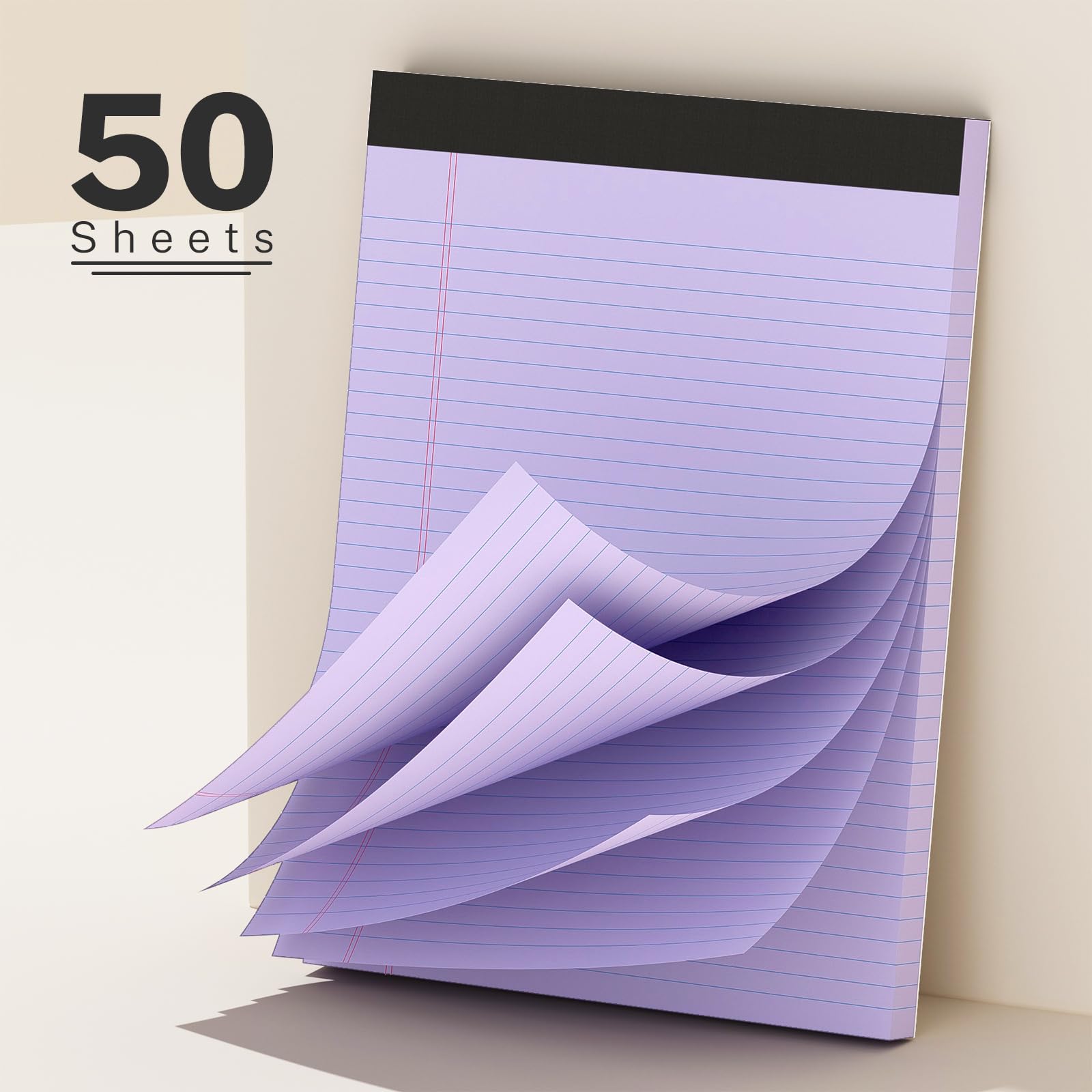 12 Pack Color Legal Pads 8.5 X 11 College Ruled Paper Note Narrow 50 Sheets Per Notepad Perforated Writing Pad Durable Sturdy 8x11 Of Pink Purple Blue Green White Yellow