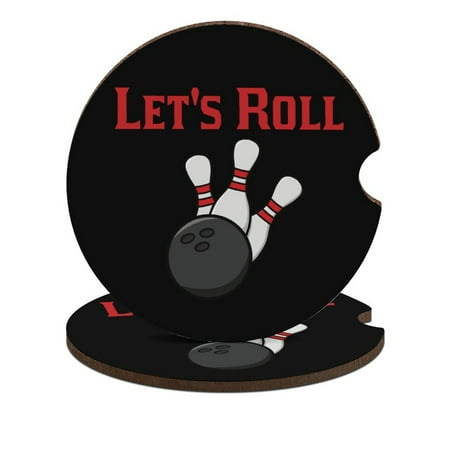 

Bowling Let s Roll Car Coasters for Drinks with A Finger Notch for Easy Removal Cup Holder Coaster Cup Mat Car Interior Accessories 2PCS