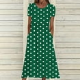 thumbnail image 2 of Vestido Casual Pantalones para Mujeres Vestido de Cuello Alto Cintura Elástica Cuello en V Manga Corta Polka Dot Cuello Redondo Top, 2 of 5