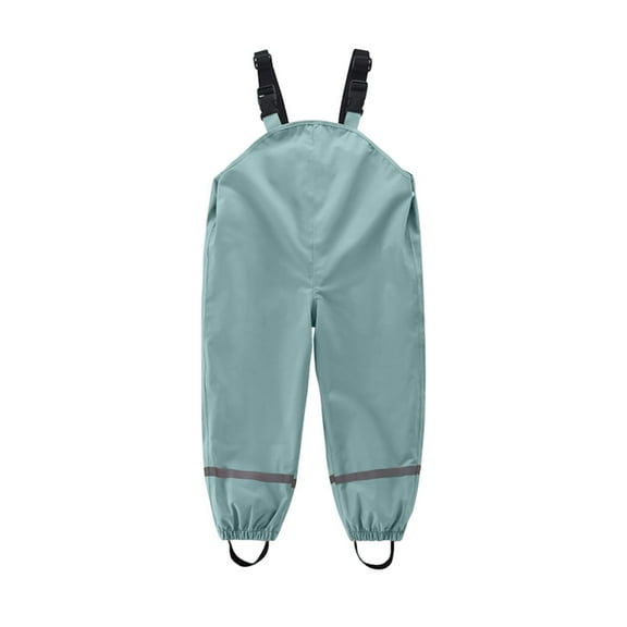 Kids Waterproof Rain Pants with Suspenders, Toddler Boys Girls Windbreaker Jumpsuits, Outerwear Girls Bottoms 2-7 Y