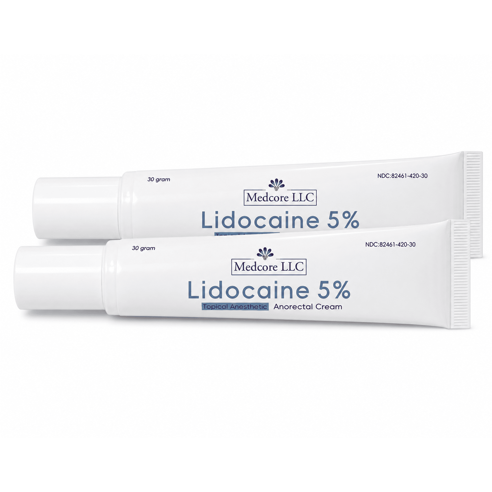 Medcore LLC Lidocaine 5% Topical Anesthetic Anorectal Cream, 30 Gram Tube, Temporary Relief for Local Pain, Soreness, Burning, Itching and Discomfort 2 Pack