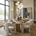 thumbnail image 3 of Guyou Modern Linen Upholstered Dining Chair, Cute Barrel Side Armchair Kitchen Chair with Armrests and Back for Living Room Dining Room Bedroom, Ivory, 3 of 14