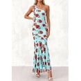 thumbnail image 3 of PRETTYGARDEN Womens Summer One Shoulder Maxi Dress Floral Sleeveless Bodycon Mesh Long Formal Wedding Guest Dresses, 3 of 8