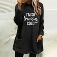 thumbnail image 2 of Lovskoo Women's Fuzzy Fleece Sweatshirt Pullover Tops Crewneck Long Sleeve Pocket Printed Winter Thick Warm Plush Top Black, 2 of 5