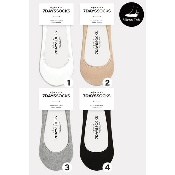 Women's No Show Cotton Foot Cover Socks - 4 Pair Set