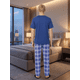 thumbnail image 3 of Pijama Hombre 2 Piezas Unitalla, Playera Suave con Bolsillo y Pantalón a Cuadros, Comodidad Total para Descanso, 3 of 5
