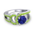 thumbnail image 3 of 2.50 Carat Round Cut Blue Sapphire & Peridot Gemstone Beautiful Bridal Ring for Women Solid 14K White Gold Size 7 by Diamond-Capitals, 3 of 8
