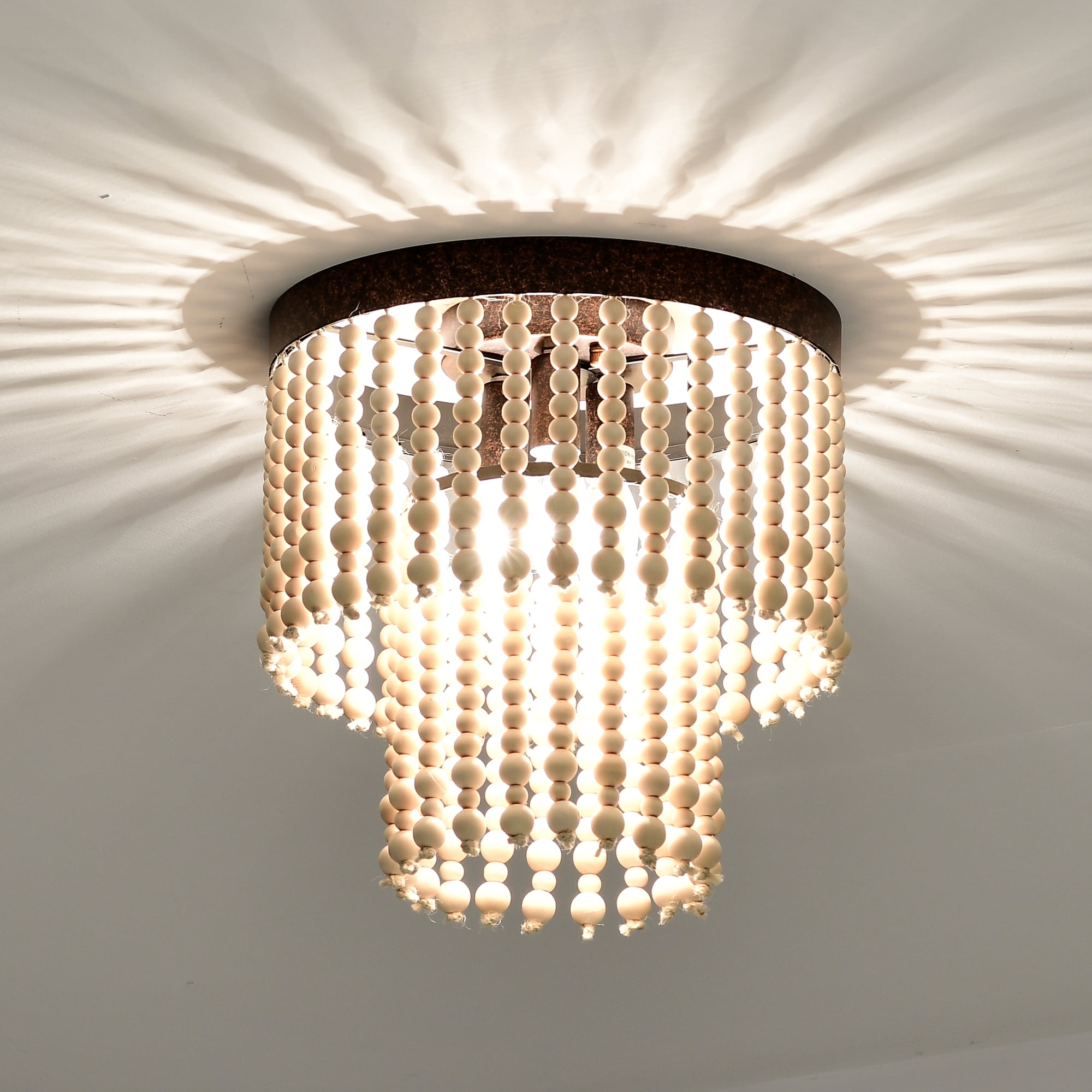 LaLuLa Boho Light Fixtures Ceiling 3-Light Beaded Chandeliers Light ...