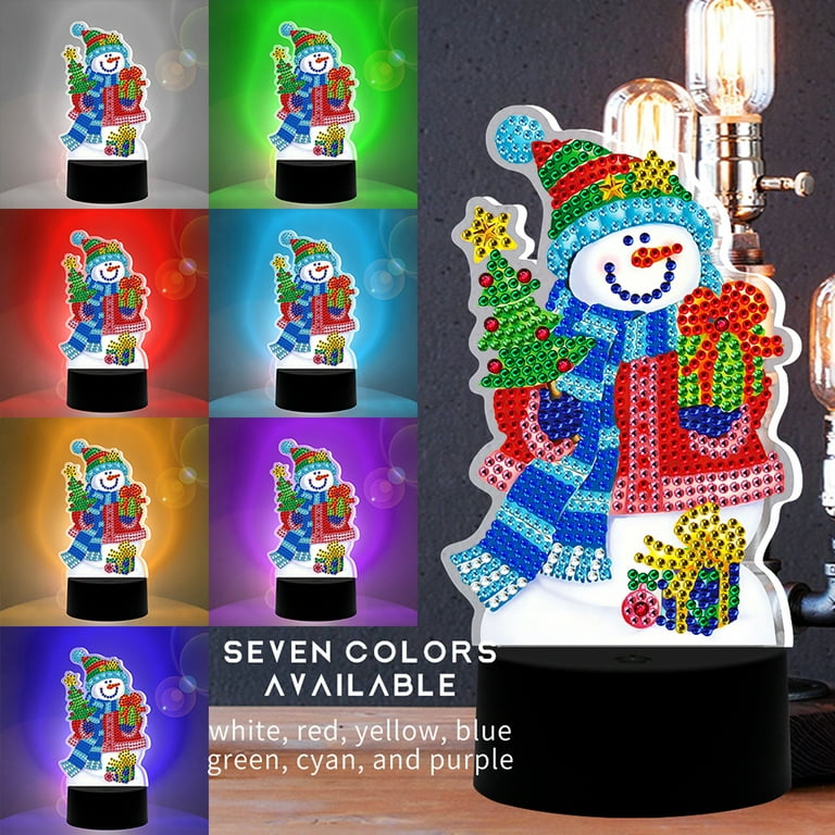 LED Diamond Painting Lamp, 5D Embroidery Light With Colorful Seven