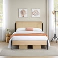 thumbnail image 2 of Queen Metal Bed Frame with Curved Rattan Headboard and Wooden Footboard, Under Bed Storage, Strong Metal Slat Support, 2 of 7