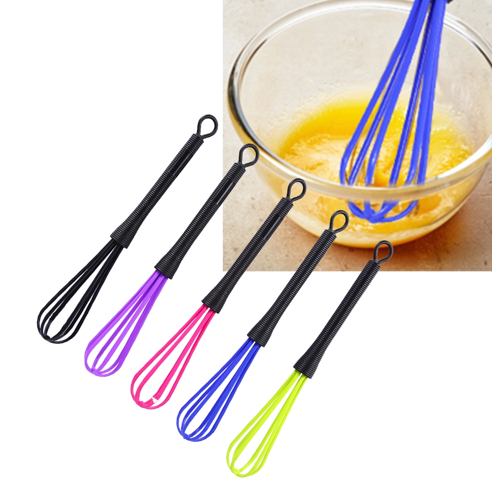 Lot De 3 Fouets De Cuisine En Silicone Souple - Tailles 20,3 Cm, 25,4 Cm Et 30,5 Cm - Vert, Rose, Bleu - Parfait Pour Poêles Antiadhésives