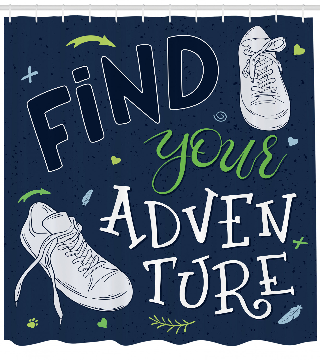 Adventure Shower Curtain Youthful Design Find Your Adventure Quote Forest Elements And Sneakers Fabric Bathroom Set With Hooks Dark Blue Black Green By Ambesonne Walmart Com Walmart Com