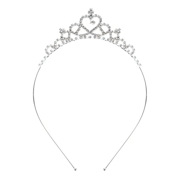 BRIGHTFUFU Delicada tiara con forma de corazón y cristales de imitación para niña de las flores para bodas y fiestas (plateada)