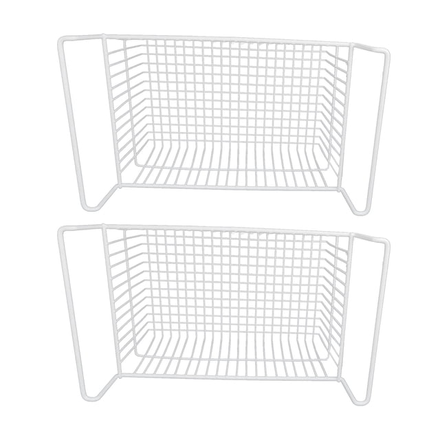 2Pcs Freezer Wire Basket, Large Capacity Easy Grip Handles Multi Purpose Steel Organizer Bins for Kitchen Closets