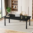 thumbnail image 2 of Tribesigns 62.2-Inch Large Wood Executive Desk, Farmhouse Style Writing/Study Table, Business Office Workstation Furniture with Carved Turned Legs, Black, 2 of 7