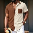 thumbnail image 2 of Men's Vintage Waffle Shirt Short Sleeve Button Down Summer Colorblock Beach Work Shirts, 2 of 6