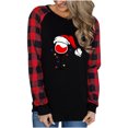 thumbnail image 4 of Puntoco Camiseta de manga larga con estampado de cuadros y cuello redondo para mujer Puntoco Puntoco-2196, 4 of 9