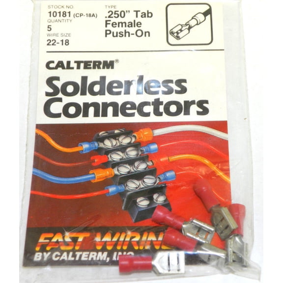 Calterm 10181 (CP-18A) .250" Tab, Female Push-On Solderless Connector 5 Pcs