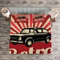 thumbnail image 3 of Ambesonne Cars Quilted Bedspread Set 3 Pcs, Retro Poster Style Vehicle, Queen Size, Beige Ruby Black, 3 of 3