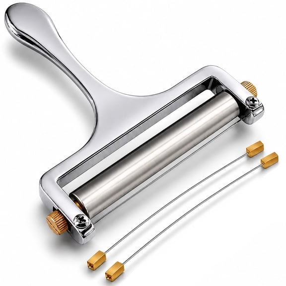 Cheese Slicer for Block Cheese, Stainless Steel Wire Cheese Slicer, Adjustable Thickness Cheese Cutter with Wire, for Mozzarella, Cheddar, Gruyere