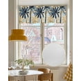 thumbnail image 4 of Navy Blue Palm Trees Kitchen Valances for Windows Farmhouse Linen Window Valance Curtain for Living Room Window Treatment Vintage Summer Botanical Watercolor Valance Rod Pocket Topper, 42 x 18 Inch, 4 of 6