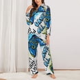 thumbnail image 2 of Fuzoiu Game All Day Print Women's Long-Sleeved Pajama,Lounge Button Down Nightwear,Womens Notch Collar Pajama Set-Large, 2 of 7