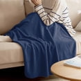 thumbnail image 4 of Throw Blanket for Couch Navy Blue Soft Fleece Flannel Blankets Cozy Lightweight Blanket for Home Sofa Living Room Solid Color Bed Throws 40" x 60", 4 of 9