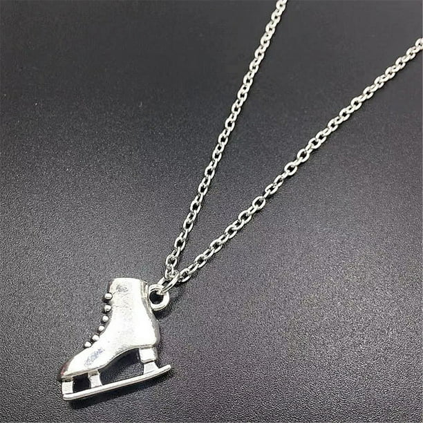 Pendientes para mujer, regalos para mujer, adorable collar con colgante de doble cara de patín de hielo para niñas y mujeres, collar de patín 3D