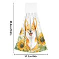 thumbnail image 2 of Haosy 2 Pack Kitchen Wash Cloths with Hanging Loops Absorbent Absorbent Quick Drying Hand Towels, Happy Corgi and Sunflowers, 2 of 7