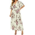 thumbnail image 3 of Enwejyy Women's Plus Size Summer Beach Vocation Bohemian Floral Print Short Sleeve V-Neck Plus Dresses, 3 of 5