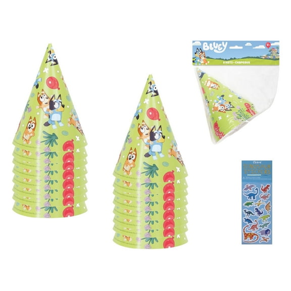 Unique Bluey Birthday Party Hats, Multicolour, 16 Count