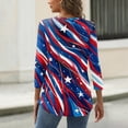 thumbnail image 5 of 4th of July Shirts Women 3/4 Sleeve T Shirts Loose Red White and Blue Print Tops Independence Day Patriotic Pullover USA 250th Anniversary Celebration Party V Neck Blouses Blue 3XL, 5 of 5