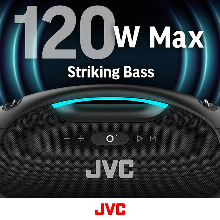 JVC Portable Boombox SP-PA15BT, 120W Max Output, Waterproof IPX6