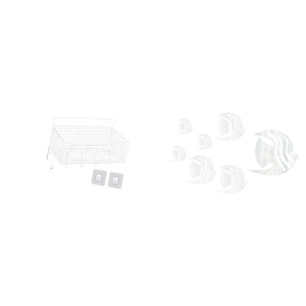 Cesta de almacenamiento colgante,Cesta organizadora de pared colgante tipo armario,Estantes de pared estilo rústico,Adhesivo de pared,Vinilos decorativos de peces para pared,dormitorio,sala de