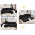 thumbnail image 5 of LUCKHAO 111" L-Shaped Modular Sofa with Ottoman, Cup Holders, Side Pockets, Convertible Couch Bed, 8 Throw Pillows, Corduroy, 5 of 8